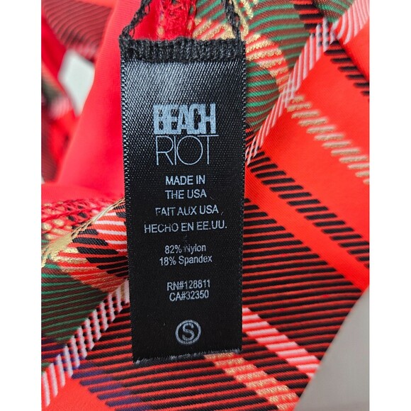 BEACH RIOT Leah Top Sports Bra Womens Small Plaid Print Unpadded Wireless - Picture 6 of 7